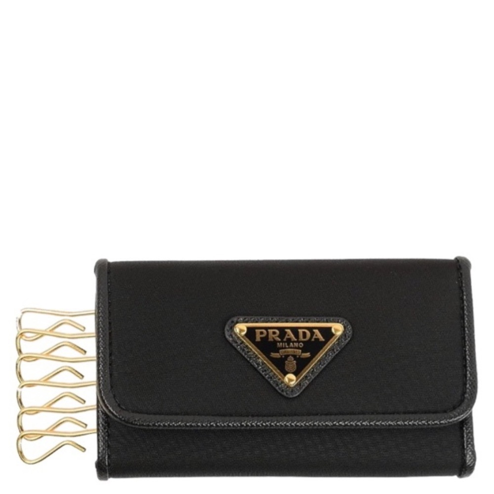 BNIB Rare Authentic Prada Tessuto Nylon Saffiano 6 Key Card Holder Wallet NWT